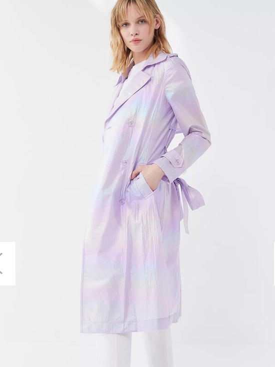 Avec Les Filles Jackets & Blazers - Avec Les Filles Lavender Iridescent Belted Trench Sz Small
